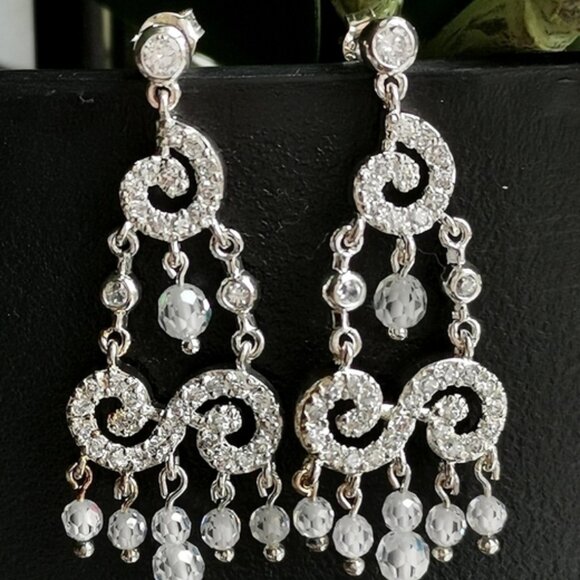 Atelier Jewelry - Nwt Sterling Silver CZ chandelier earrings